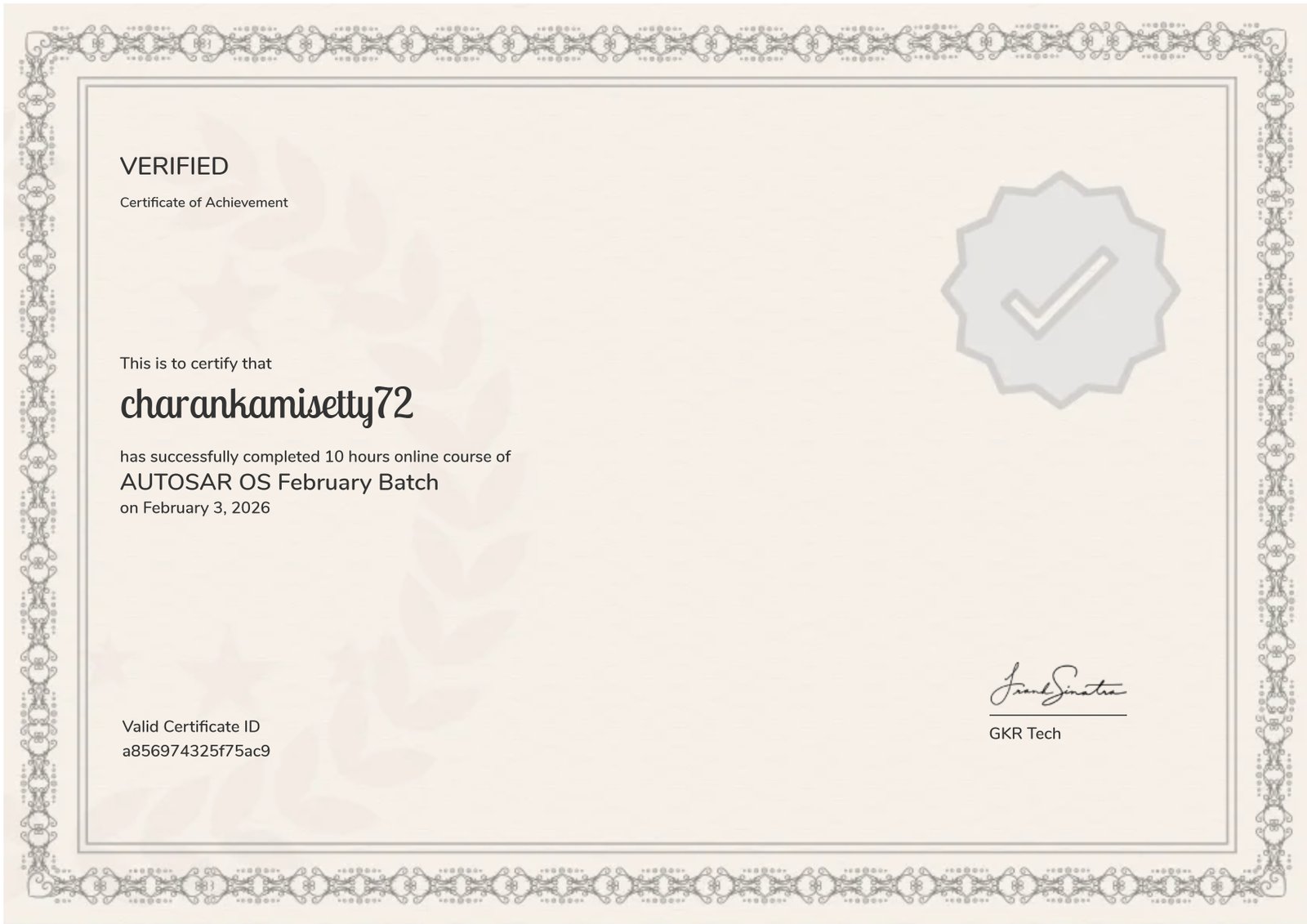 AUTOSAR OS February Batch